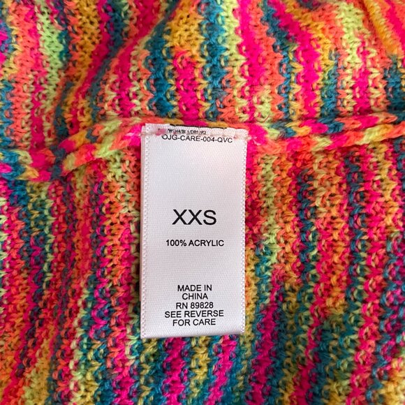 LOGO by Lori Goldstein Women XXS Bright Neon Space Dye Button Front Cardigan - Picture 8 of 8